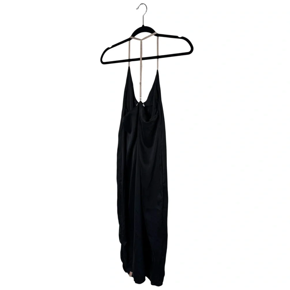 Lunya 100% Washable Silk Slip Dress Racer Back Black Midi Nightgown Sleep Sleek - Picture 9 of 12